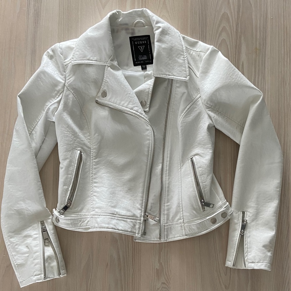 White GUESS Pleather Jacket